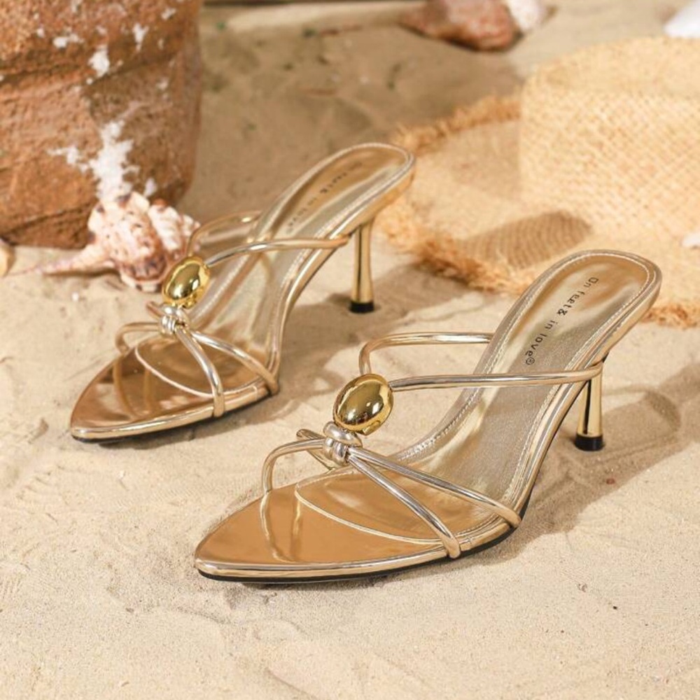 SHEIN Gold Strappy Heels